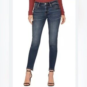 Miss Me midrise skinny raw step hem jeans size 24